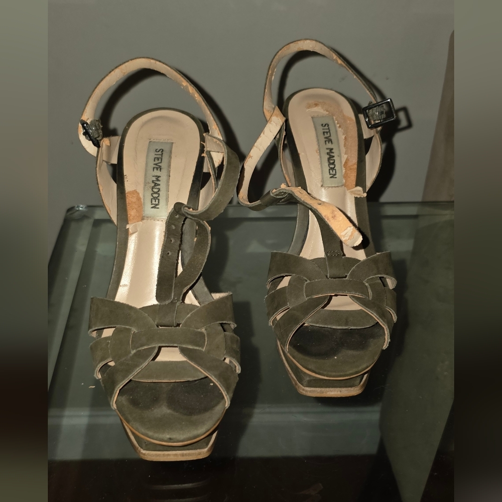 Steve Madden KISMIT Dark Green Platform Sandals